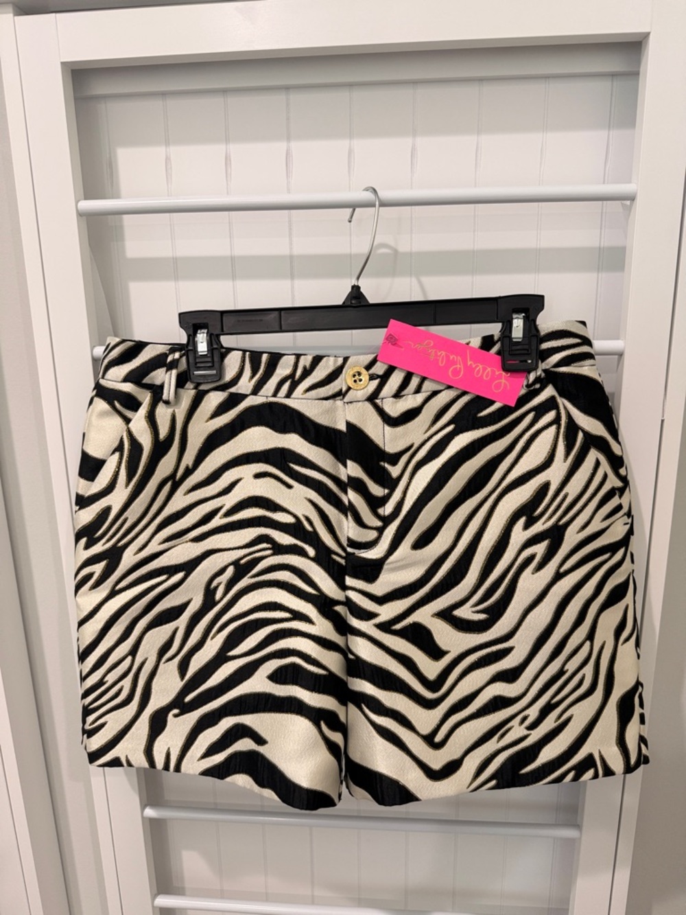 Lilly Pulitzer Black & Cream Zebra Jacquard Gretchen High Rise High-Rise Shorts